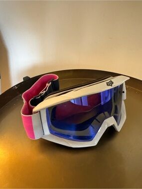 Fox dirt biking goggles  with Blue Lens and Pink Strap
